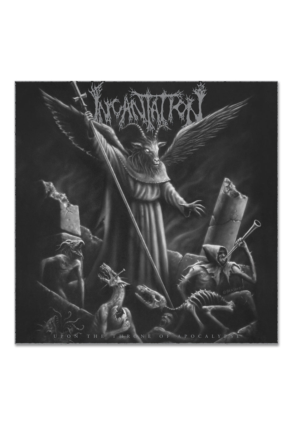 Incantation - Upon The Throne Of Apocalypse Black Ice w/ Silver & White - Splatterd Vinyl | Neutral-Image