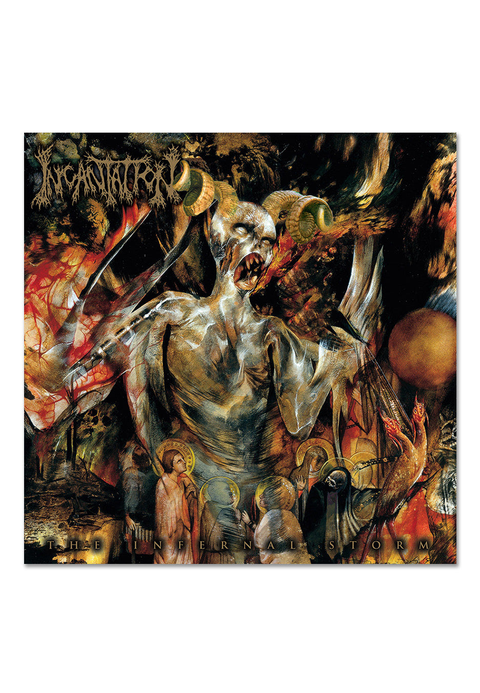 Incantation - Infernal Storm Translucent Gold w/ Swamp Green/Red/White - Splattered Vinyl | Neutral-Image