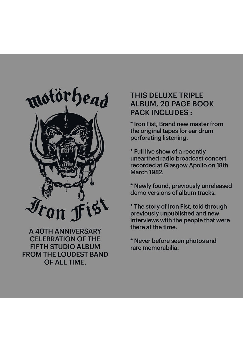 Motörhead - Iron Fist (40Th Anniversary Edition) - 3 Vinyl | Neutral-Image